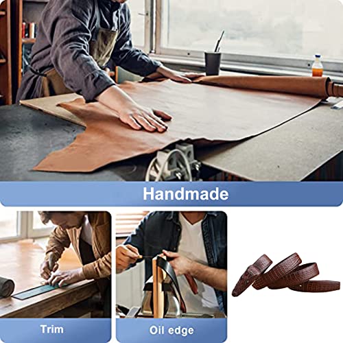 Alligator Pattern Leather Belt Men's Crocodile Head Style Buckle Waistband for Formal Work or Casual Jeans and Cowboy (115cm/waist:39", Coffee)4