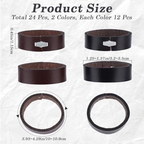 CRASPIRE 24Pcs 2 Colors Belt Loop Keepers 1.25inch Cowhide Leather Belt Rings Accessories Keeper End Strap Retainer Tool Belt Replacement Fit for DIY Craft Bag Belt Black Brown2