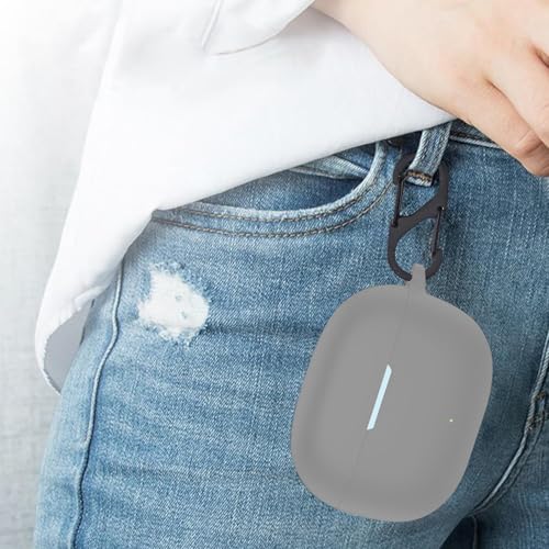Image of Prolet Earbuds Case Compatible with Realme Buds T200x /T200 Lite, Silicone Shockproof Dustproof Cover, 360 Degree Protection, Anti-Scratch Soft TPU Skin, Carabiner Hook (Grey)