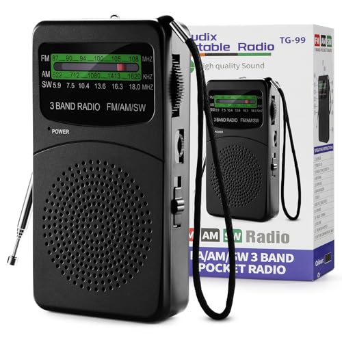 Radio Portátil Pequeña Radio a Pilas FM/Am Transistores, Kit de Emergencia Señal Súper Fuerte Altavoces Externos Toma de Auriculares Linterna Escuche Noticias Entretenimiento Apto para Cocinas Baños