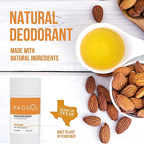 Magsol Natural Deodorant For Men & Women - Mens Deodorant With Magnesium - Perfect For Ultra Sensitive Skin, Aluminum Free Deodorant For Women, Baking Soda Free (2 Pack: Sweet Orange & Rose) #TOP5