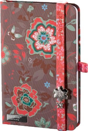 Lanybook 112/2199323 - Notebook Flowers Beauty, A6, in Blank, 192 Pages, Including Frog Bag, Brown
