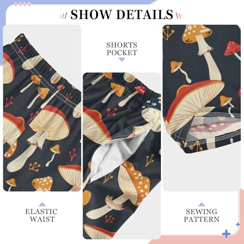 Pajama Bottoms, Pattern Of Cartoon Mushrooms Pajamas Pant Lounge Wear Sleep Long Pants Casual Sleepwear Pjs4