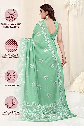 Image of MIRCHI FASHION Saree for Woman Chiffon Batik Printed | Lightweight Daily Wear Women's Office Sari with Blouse Piece (Available in 40 Colours)