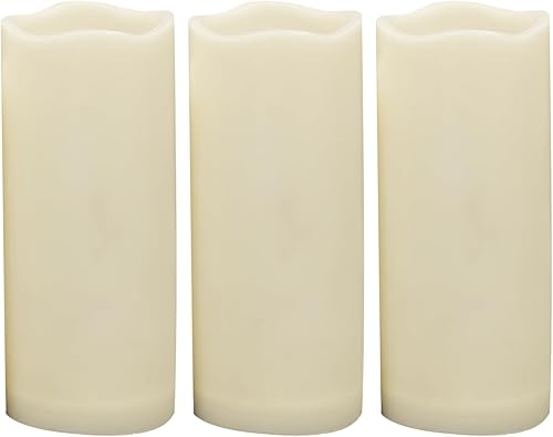 Miniatura 9 de 4 velas LED escalonadas sin flama, de pilas, impermeables, para exteriores, con temporizador, luz nocturna parpadeante de resina plástica, para