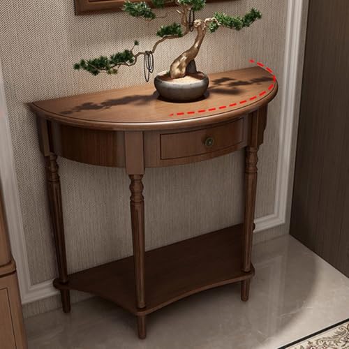 Mesa consola de entrada semicircular en madera natural para un recibidor sofisticado 7