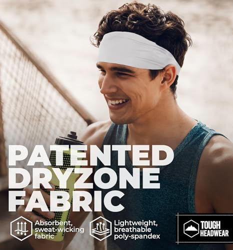 Image of Tough Headwear Tough Outfitters Headband for Men - Mens Headbands - Working Out Sports Performance Head Bands - Athletic Cycling Running Sweat Band, Football Headbands - Sweat Bands Men /Women