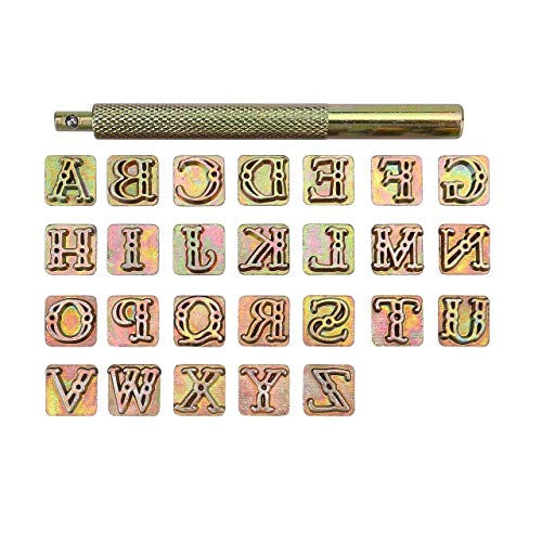 Mogokoyo Ensemble de Tampons de 9 mm en Forme de Lettres de l'Alphabet, pour travail du Cuir Gaufrage Fabrication de Selles Travaux Manuels Cover