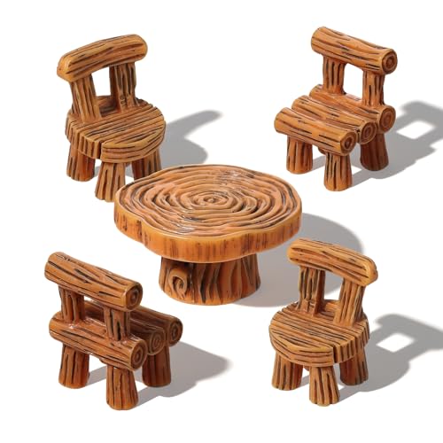 5 Pcs Fairy Garden Accessories Miniature Table and Chairs Set