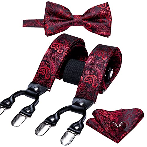 Set de Corbata de Moño Roja de Seda para Hombre miniatura 3