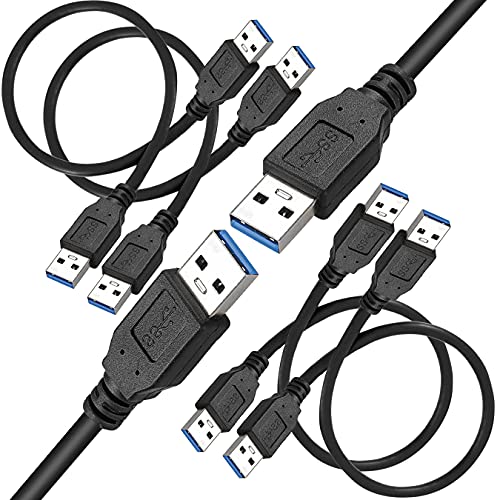 SaiTech IT 4 Pack 30CM Short Length USB 3.0 Type A Male to Male USB Cable Cord for Hard Drive Enclosures, Laptop Cooling Pad, DVD Players- Black