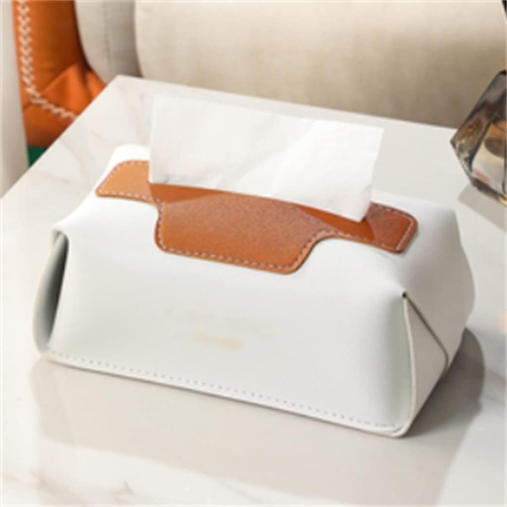 Nordic Style Leather Tissue Box Living Room Household Paper Box Dining Table Leather Storage Paper Box (Color : White Size : 21.5 * 11.5 * 8CM) (Brown 21.5 * 11.5 * 8CM)