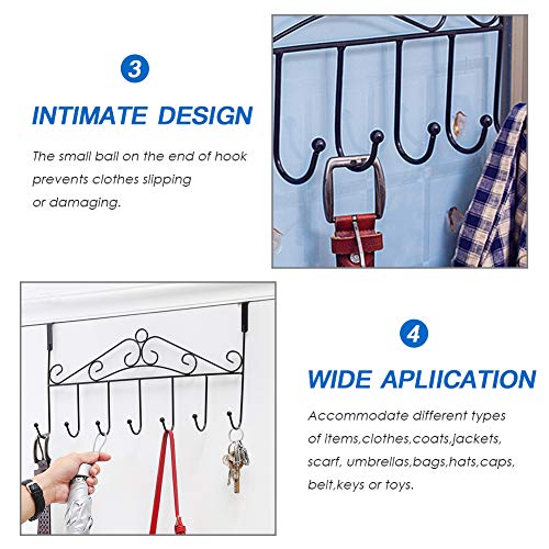 image for SSAWcasa Over the Door Hook,2 Pack Over the Door Hangers with 7 Hooks,