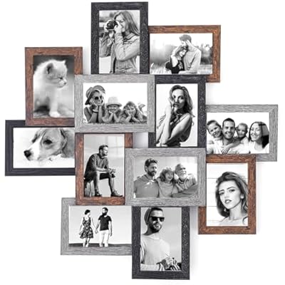 Marsui 4x6 Collage Picture Frames Set, 12 Pack Multi Family Photo Frames for Wall Decor for Farmhouse Living Room Office Hanging Display Decor