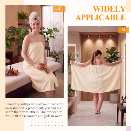 Image of Tigeen 4 Pcs Spa Wrap Towel Wrap for Women,Beige,M