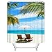Cortina de Ducha Árbol De Coco De Playa Cortina Ducha Poliester Antibacteriano Cortinas de Baño Lavable Cortina Baño Cortina de Baño Antimoho Impermeable Cortinas Ducha con 12 Ganchos 200x220