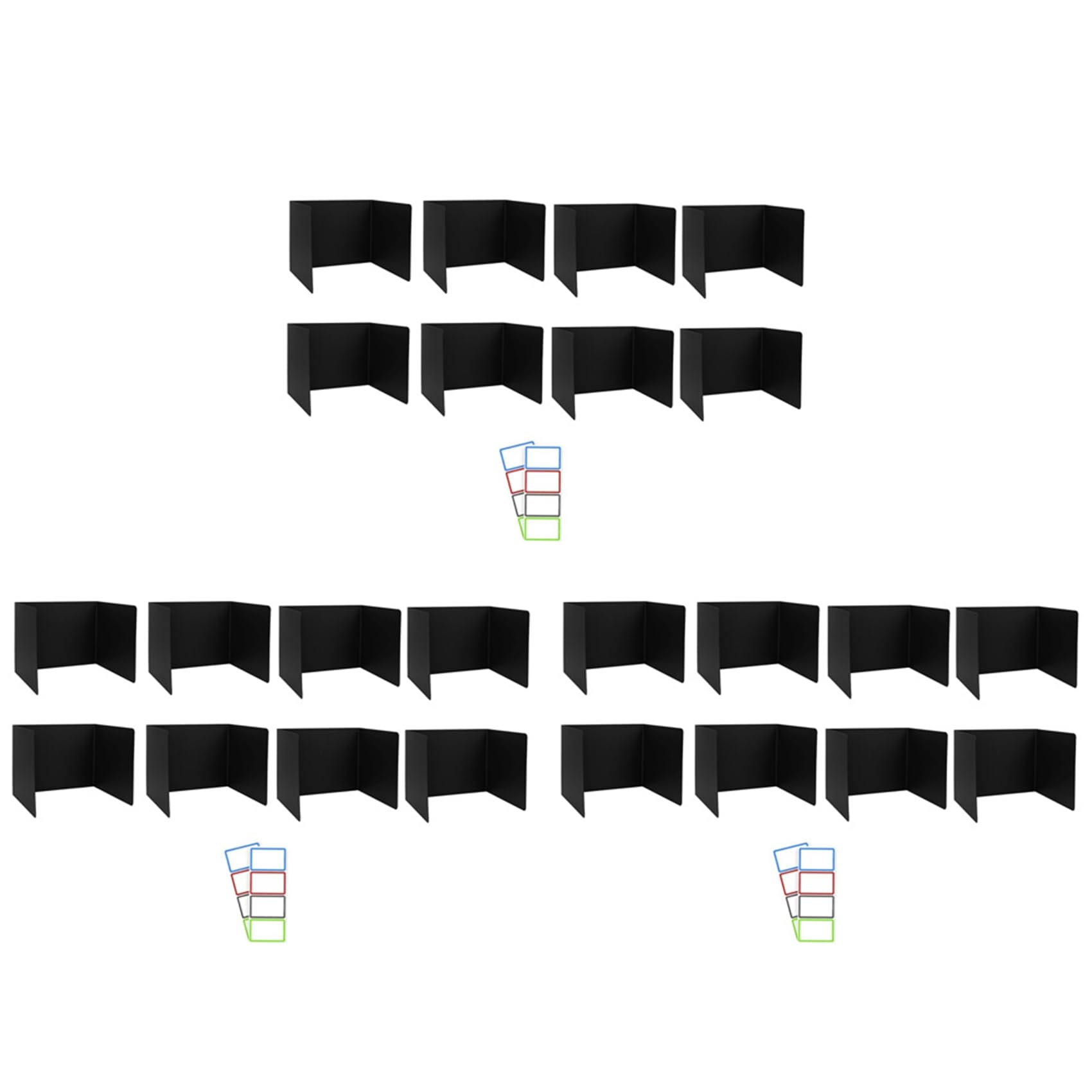 Vjsujehgy 24 Pack Desk Dividers for Students, Waterproof Plastic Study Carrel Divider, Privacy Classroom Shield Black