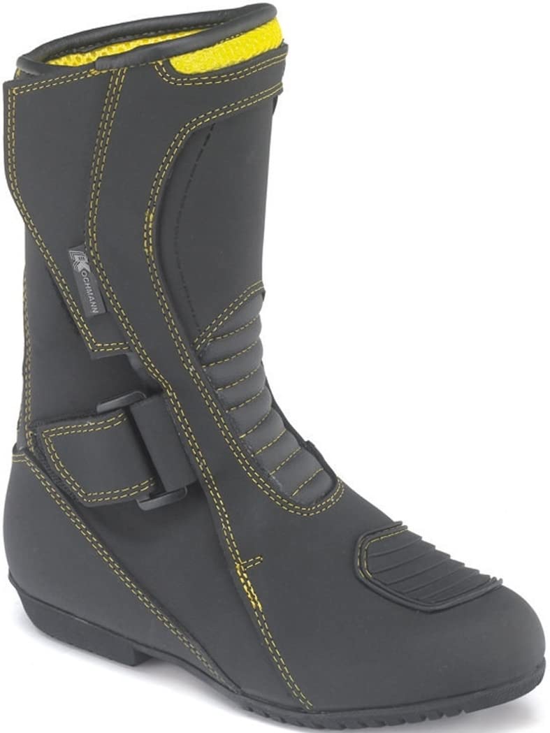 Kochmann Kinder Motorradstiefel 39 schwarz gelb Rindleder wasserdicht winddicht