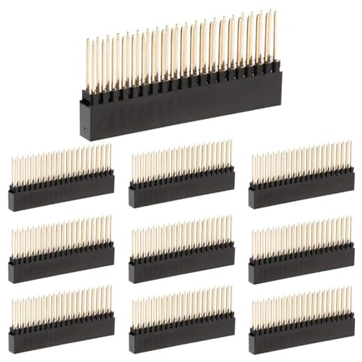 Youmile 10 pz 2x20 Pin Extra Tall Female Stacking Header, 0.1 Inch (2.54mm) Pitch, 40 Pin Connettore for Raspberry Pi A+/b+/pi 2/pi 3, Dual Row Pin Header For Diy Projects & Prototyping