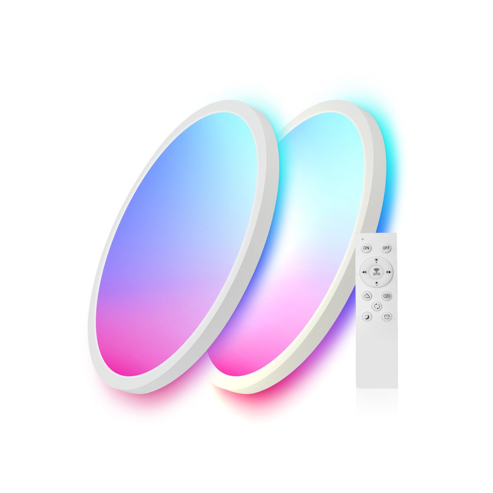 2 Pack 12 Inch Smart Ceiling Light Fixture with Night Light
