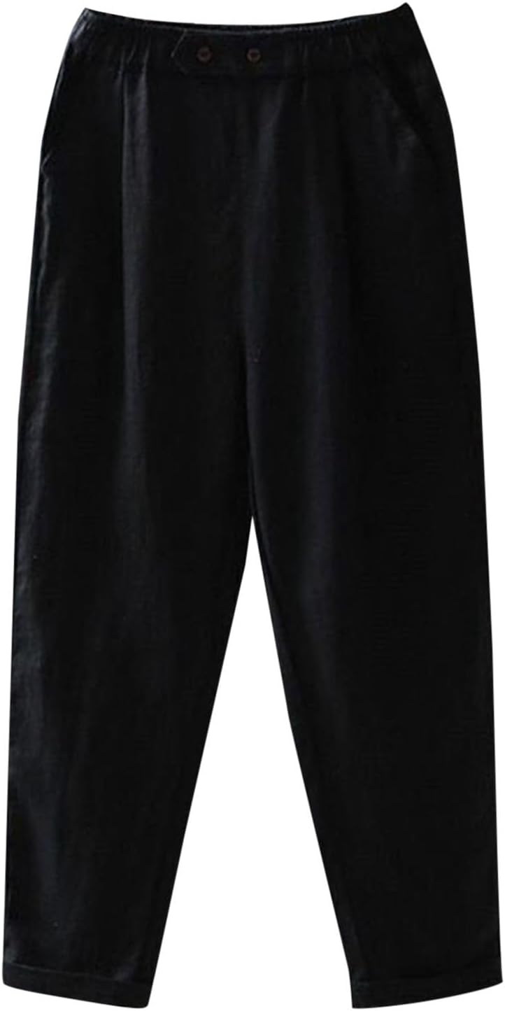 Ladies Summer Trousers, Women's Retro Loose Casual Pants Plus Size Slim 3/4 Cropped Carrot Pants Summer Pants for Women Loose Sports Gym Trousers Tracksuit Bottoms Running Joggers Sweatpants