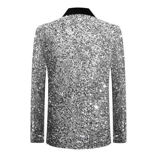 Cloudstyle Mens Shiny Sequin Suit Jacket Shawl Lapel Stylish Dinner Party Tuxedo Blazer3