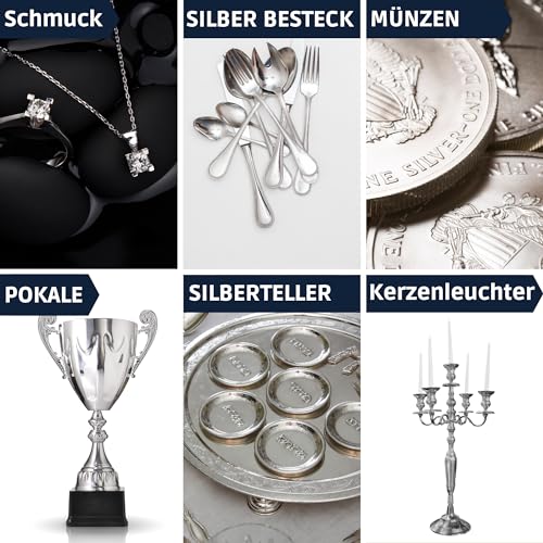 Silberputztuch für Schmuck, Besteck & Münzen - Silber Poliertuch zur Pflege und Reinigung von Echtsilber, Silberschmuck made in Germany