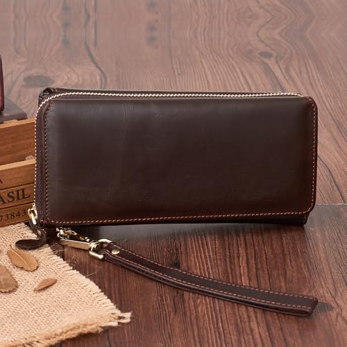Genuine Leather Long Wallet for Men Large Capacity Clutch Bag Checkbook Credit Cards Phone Holder Business Travel2