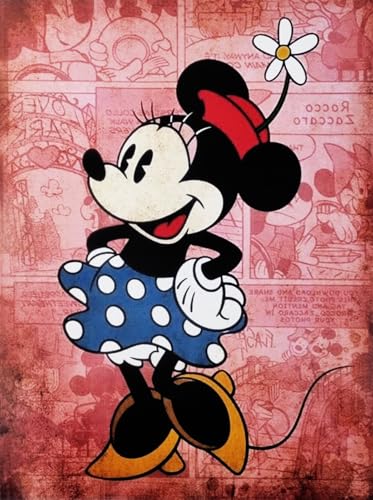 Disney Poster mural décoratif série dessin animé Mickey Mouse Minnie Mouse fleur impression sur papier couché 40 x 30 cm sans cadre
