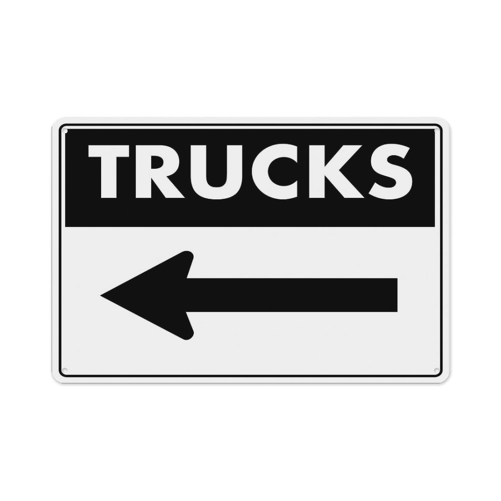 Peiyeety A03 Trucks Arrow Left Sign Aluminum Tin Warning Signs For Home Outdoor Garden 12X16 Inches