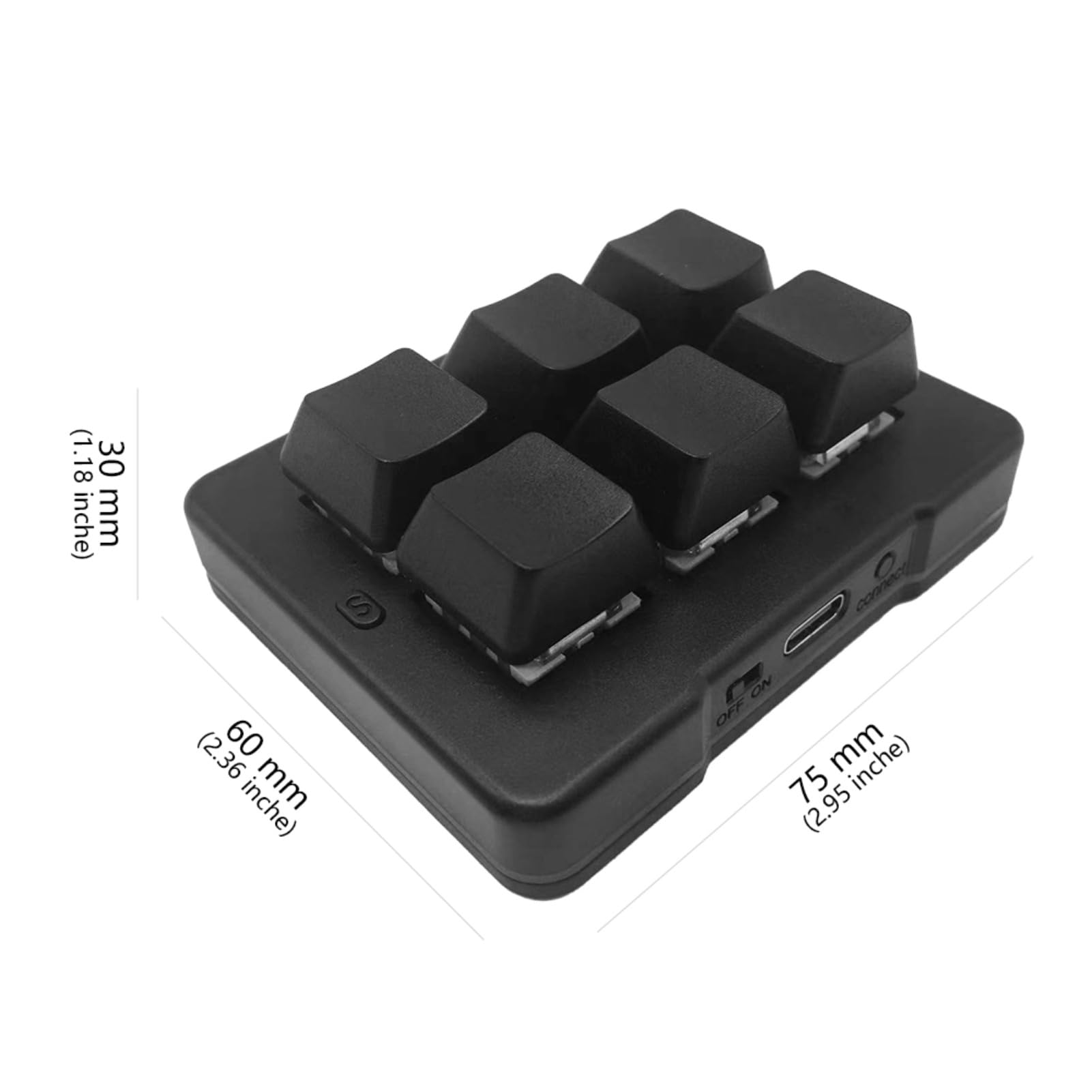 Cuifati Mini Clavier 6 Touches, Clavier Macro RVB personnalisé Programmable, Double Mode Filaire sans Fil 2,4 G, Commutateur Bleu, Jeu Mécanique à Une Main pour Jeu D'étude de Travail