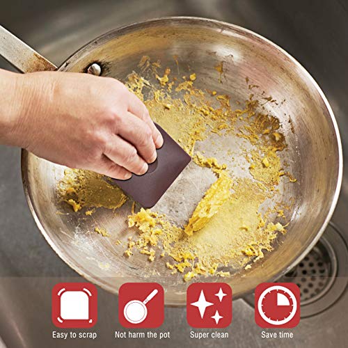 image for Dryo Pan Scrapers Plastic, 6 Pack Pan Cleaner Tools,Durable Pot Scrape
