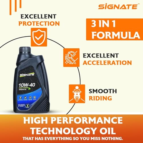 Image of Signate 10W40 Street Race Fully Synthetic Bike Engine Oil 1L, High Performance Engine Oil for Motor Cycle, Maximum Gear Protection & Efficient Performance Bike Oil, 1L