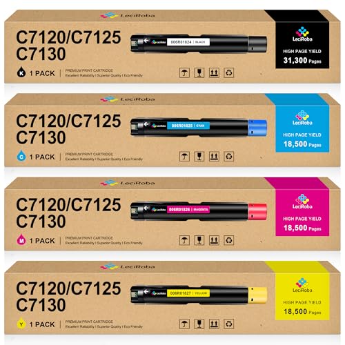 LeciRoba C7120 C7125 C7130 High Capacity Toner Cartridge Replacement for Xerox VersaLink C7120 C7125 C7130 Printer (4-Pack, 006R01824 006R01825 006R01826 006R01827)