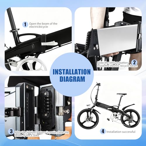 Image of 48v Ebike Battery 13Ah Folding Electric Bike Lithium Battery Pack with 30A BMS, Security Lock for 0-350W Motor Electric Bicycles Silver