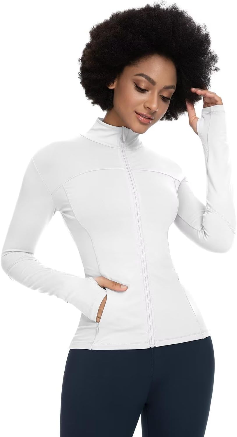 QUEENIEKE Womens Running Jackets Athletic Workout Scrub Jacket Track Full Zip Up Gym for Women Yoga Top - Image 3