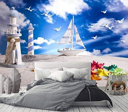 3D Large Scale Mural Seamless Wallpaper Living Room Bedroom Lighthouse Mediterranean Luggage Hotel Utensils 3D Wallpaper Home Decor Paste Living Room Restaurant Wall For Bedroom Mural-250cm×170cm