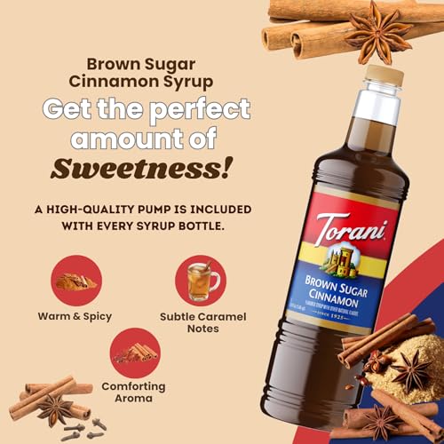 Image of Torani Brown Sugar Cinnamon Syrup 1L with Pump - Lattes & Cocktails