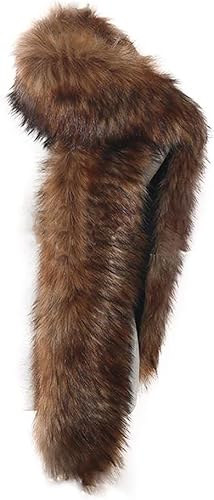 Bettli Women's Men's Extra Large Faux Fox Raccoon Fur Scarf Collar Stole Shawl (Brown)
