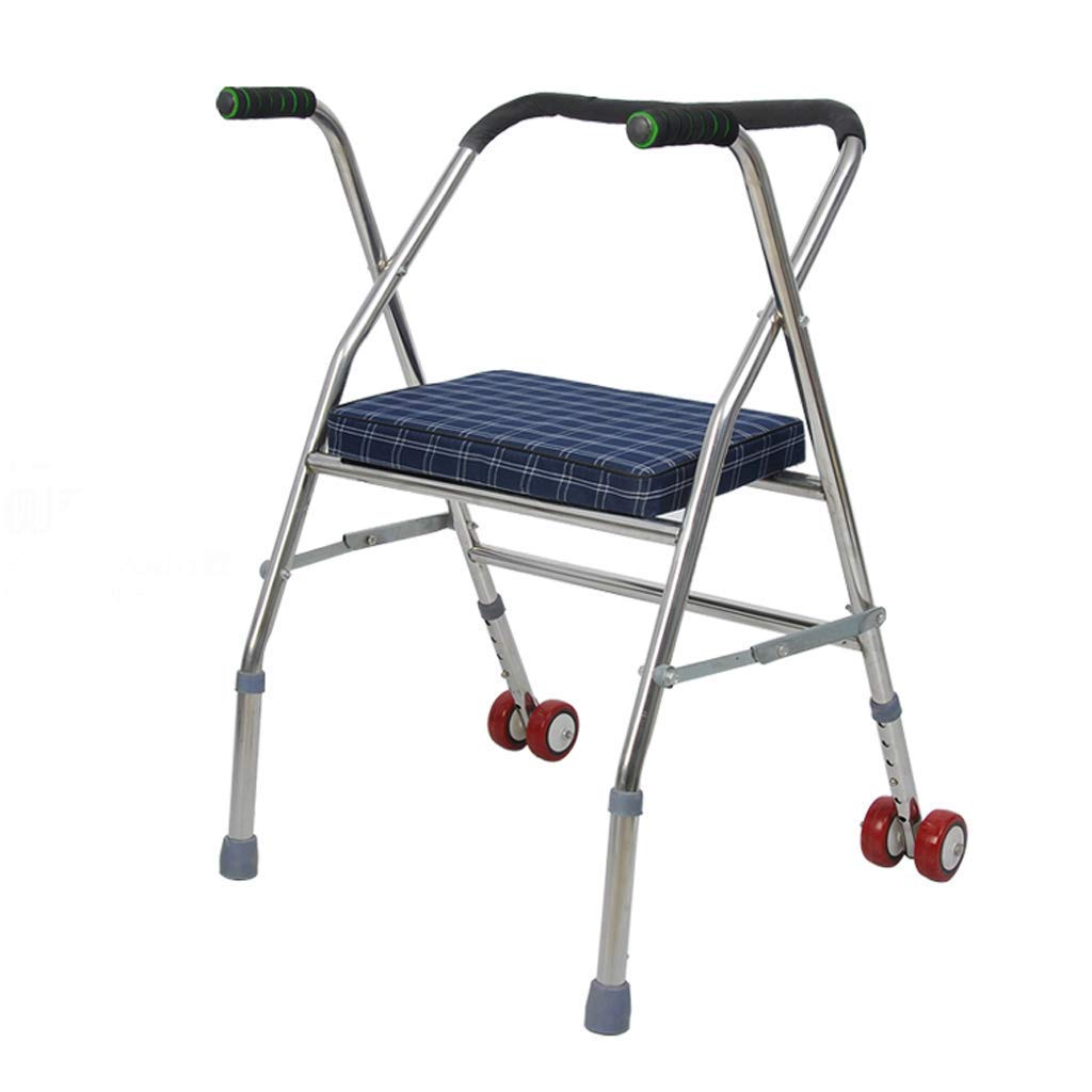 Andador para Ancianos,Andador con andador plegable de 2 ruedas, práctico y ligero, con asiento, ayuda para la movilidad, andador con andador plegable para personas mayores