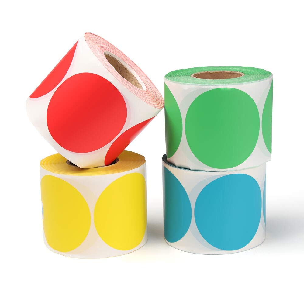 500Pcs colorati/Roll rotonda Dot Sticker Chroma Etichetta modifica in bianco Codice colore Etichette adesivi Pacchetto etichette di carta Cancelleria(Rot)