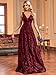 Sleeveless Glitter Sequined Womens Long Formal Gown Aline Prom Dress for Anchorwoman Floor Length Evening Dress Burgundy XL