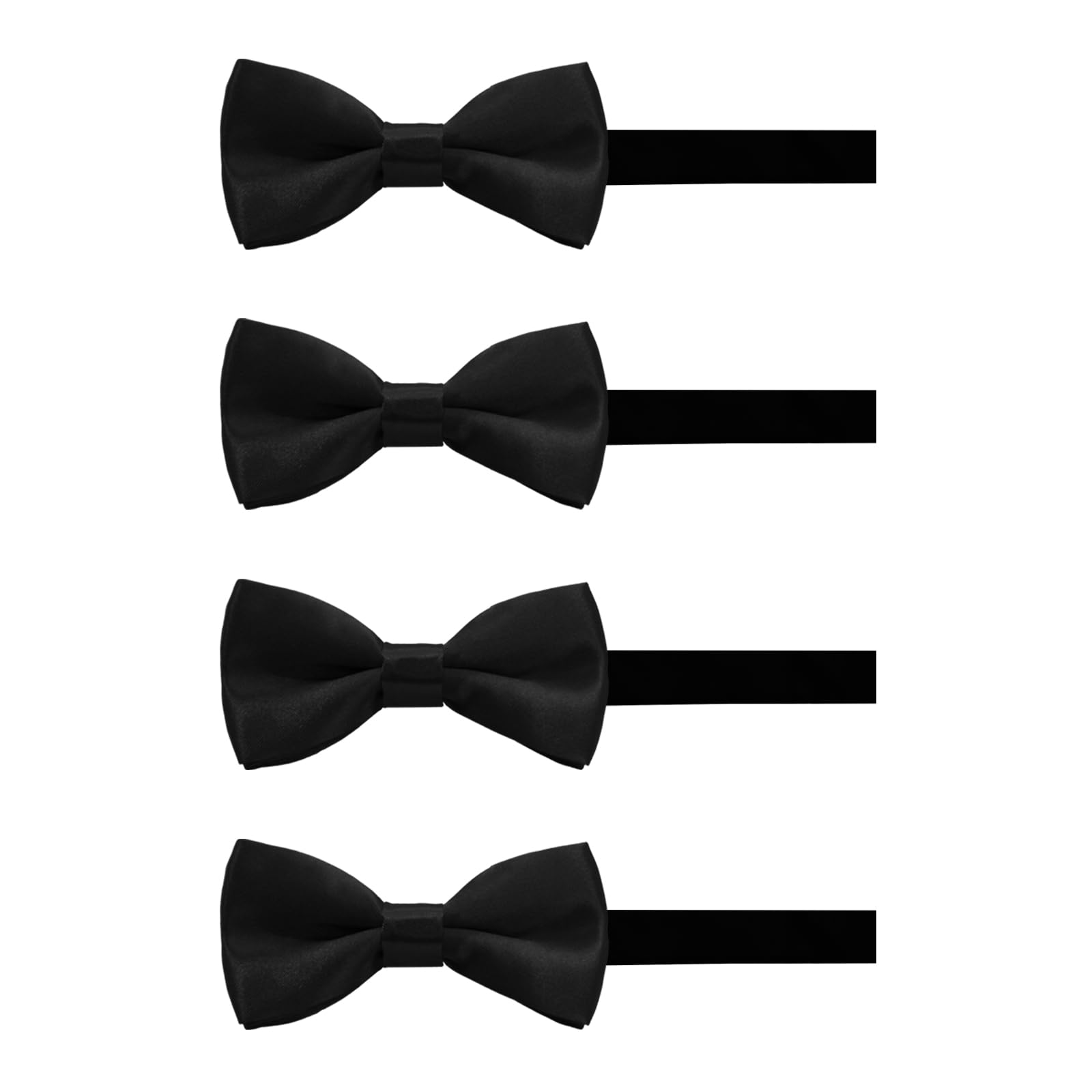 Mantieqingway Bow Ties for Boys, Pre-Tied Adjustable Tuxedo Solid Color Kids Bowtie for Wedding Prom Party Graduation Casual (4Pcs-Black)