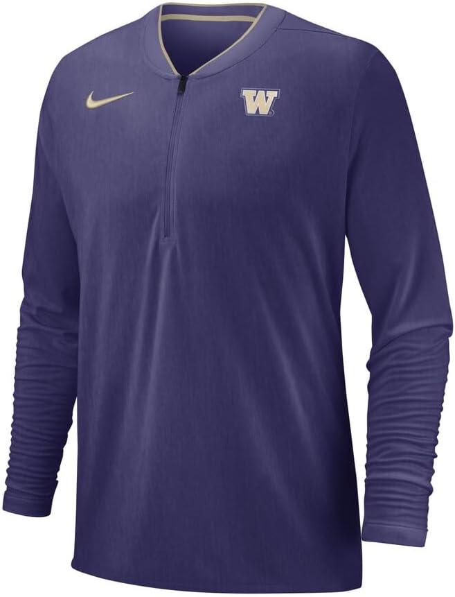 Nike Men's Washington Huskies Heathered Purple Coaches Sideline Performance Quarter-Zip Jacket