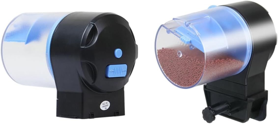 Automatic Fish Feeder for Aquarium Timer Controlled Dispenser Battery Operated Blue for Various Fish Food Feeding Hours Convenient
