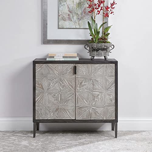 Uttermost Laurentia - 33.9 inch 2 Door Accent Cabinet, Gray, Black Color