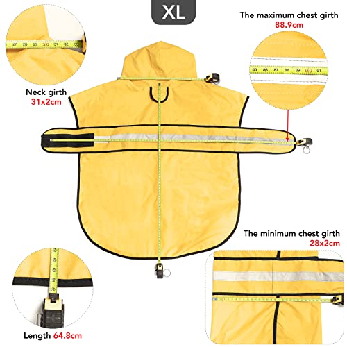 Hooded Dog Rain coats – Reflective Adjustable Pet Rain Coat, Lightweight Dog Waterproof Raincoat Slicker Poncho with Leash Hole for Small, Medium, Large Dogs (Yellow, X-Large) Hooded Dog Rain coats – Reflective Adjustable Pet Rain Coat, Lightweight Dog Waterproof Raincoat Slicker Poncho with Leash Hole for Small, Medium, Large Dogs (Yellow, X-Large)