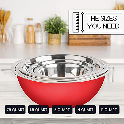 WHYSKO Meal Prep Stainless Steel Mixing Bowls Set, Home, Refrigerator, and Kitchen Food Storage Organizers | Ecofriendly, Reusable, Heavy Duty (Red) by WHYSKO - Used condition - Image 6