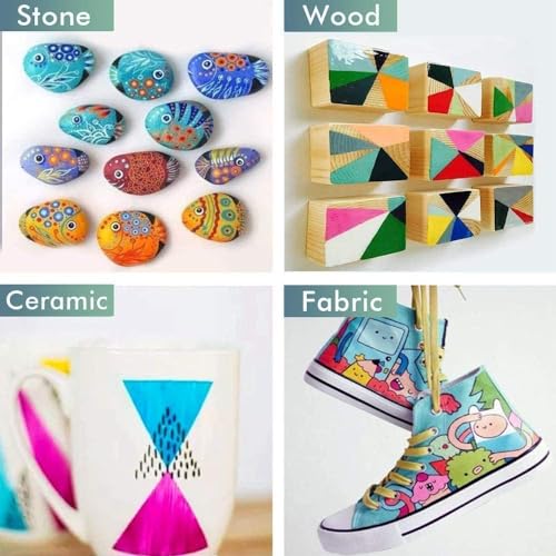 Image of Eduwation Acrylic Paint Pens Marker Set, Medium Tip, Multi-Colour, for Cardboard, Wood, Metal, Plastic, Glass, Canvas, Ceramic, DIY Craft (Acrylic marker, 24)