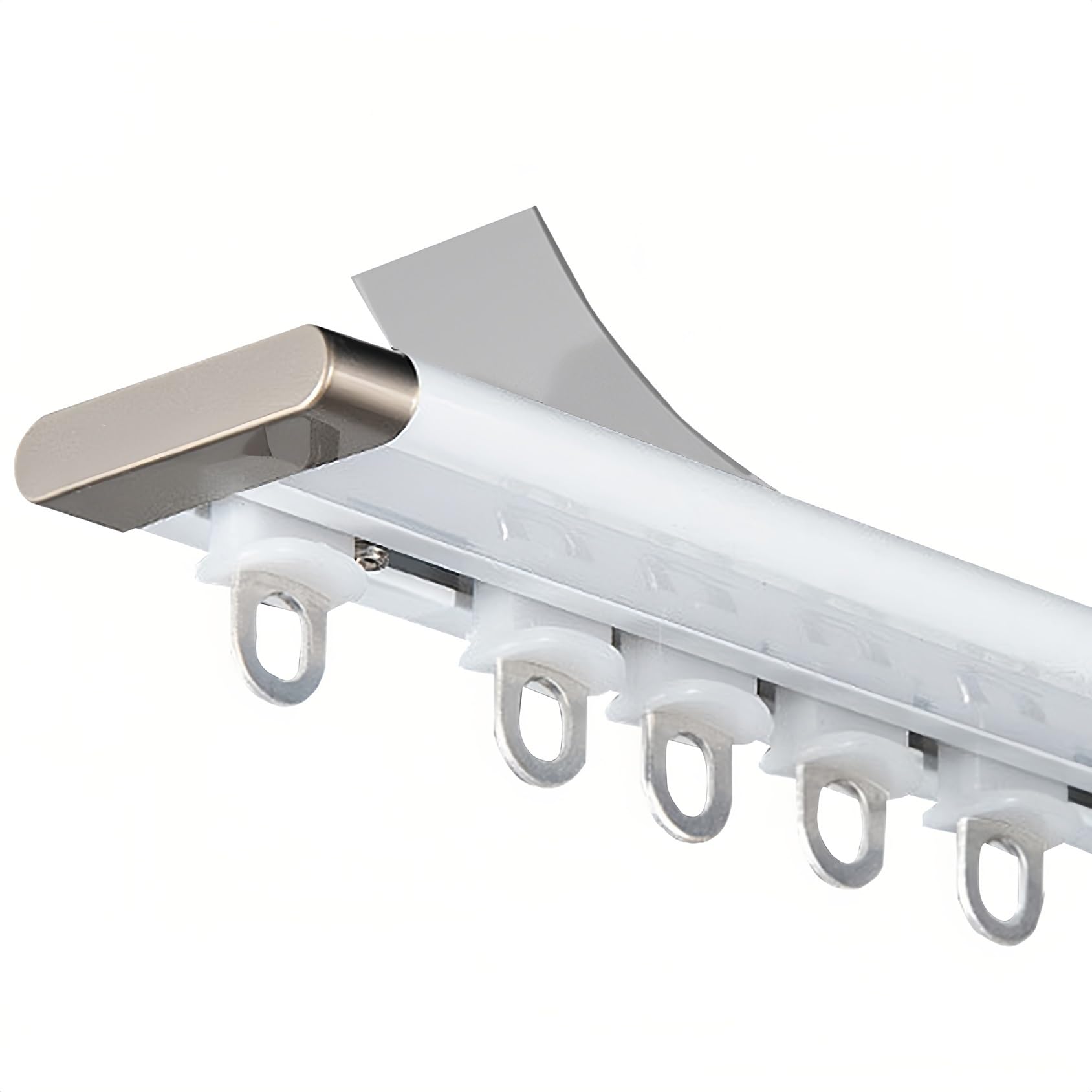 Cmjymx White Ultra-Thin Curtain Track, Self Adhesive Aluminium Sliding Ceiling Track System For Curtains, Easy To Install Curtain Rails(,400Cm/13.1Ft)